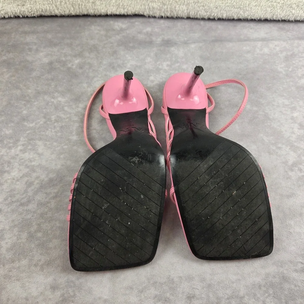 Zara Pink Strappy Square Toe High Heel Sandals Stiletto EU 40 3330/710/050 - Picture 5 of 8
